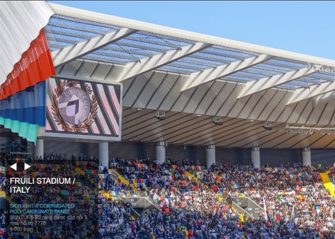 Sân vận động Friuli tại Italy sử dụng tấm Suntuf 3 mm